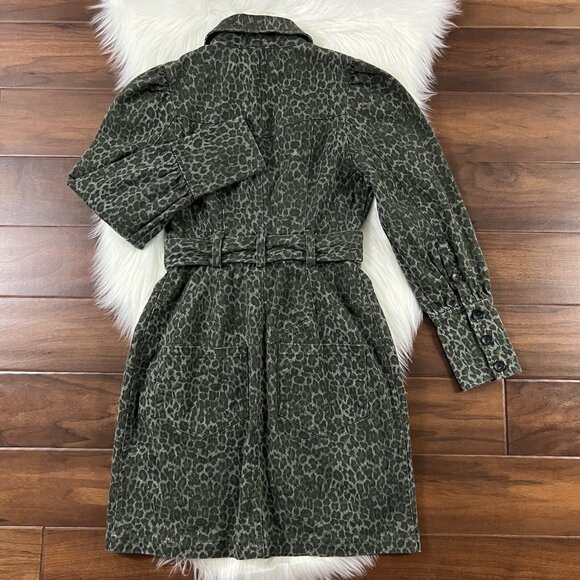 Marissa Webb Size 4 Mera Canvas Leopard‎ Button Up Mini Dress Belted - Picture 8 of 11